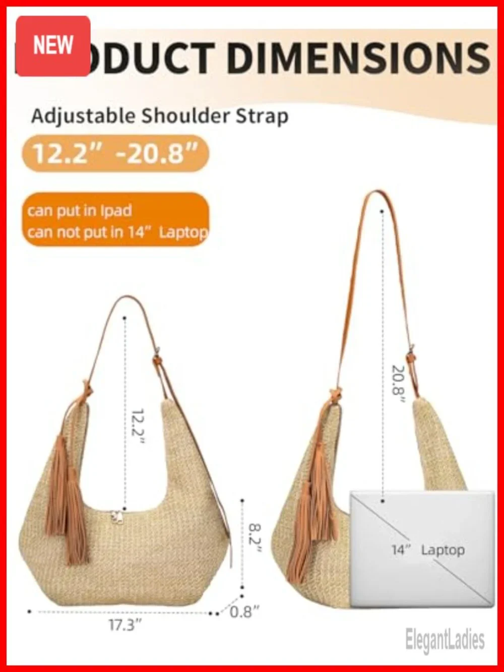 Straw Tassel Hobo Shoulder Bag Summer Beach Crossbody Purse